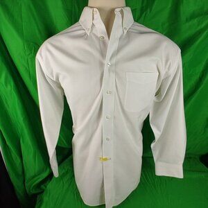 Roundtree & Yorke Gold Label Mens L/S White Dress Shirt Size Large 16.5/34